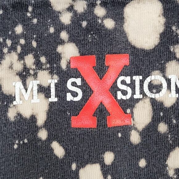 Vintage 90s Mission X Statement Shirt XL 23x27 Bleached Black Fire Flames - Picture 10 of 14